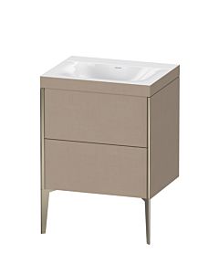 Duravit XViu vanity unit XV4709NB175C 60x48cm, 2 pull-outs, without tap hole, matt champagne, Rahmen C, linen