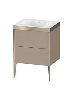Duravit Meuble sous-vasque XViu XV4709NB175P 60x48cm, 2 coulissants, sans trou pour robinet, champagne mat, Rahmen P, lin