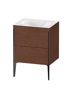 Duravit XViu Waschtisch-Unterschrank XV4709NB213C 60x48cm, 2 Auszüge, ohne Hahnloch, schwarz matt, Rahmen C, amerikanischer nussbaum
