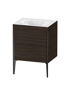 Duravit Meuble sous-vasque XViu XV4709NB269C 60x48cm, 2 coulissants, sans trou pour robinet, noir mat, Rahmen C, noyer brossé