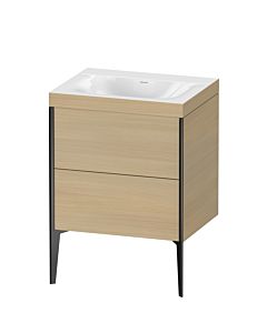 Duravit XViu vanity unit XV4709NB271C 60x48cm, 2 pull-outs, without tap hole, matt black, Rahmen C, Mediterranean oak