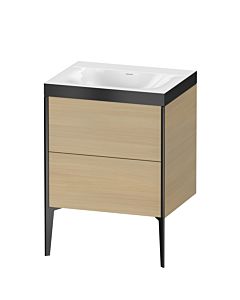Duravit Meuble sous-vasque XViu XV4709NB271P 60x48cm, 2 coulissants, sans trou pour robinet, noir mat, Rahmen P, chêne méditerranéen