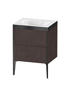 Duravit XViu vanity unit XV4709NB272P 60x48cm, 2 pull-outs, without tap hole, matt black, Rahmen P, brushed dark oak
