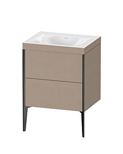 Duravit XViu vanity unit XV4709NB275C 60x48cm, 2 pull-outs, without tap hole, matt black, Rahmen C, linen