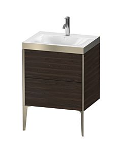 Duravit XViu vanity unit XV4709OB169P 60x48cm, 2 2000 outs, match2 tap hole, matt champagne, Rahmen P, brushed walnut