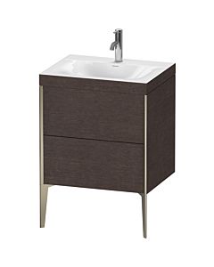 Duravit XViu Waschtisch-Unterschrank XV4709OB172C 60x48cm, 2 Auszüge, 1 Hahnloch, champagner matt, Rahmen C, eiche dunkel gebürstet
