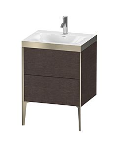 Duravit XViu vanity unit XV4709OB172P 60x48cm, 2 2000 outs, match2 tap hole, matt champagne, Rahmen P, brushed dark oak