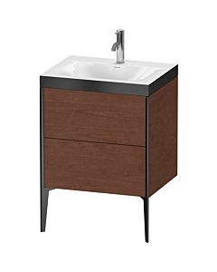 Duravit XViu vanity unit XV4709OB213P 60x48cm, 2 2000 outs, match2 tap hole, matt black, Rahmen P, American walnut