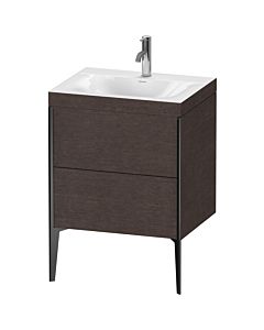 Duravit XViu vanity unit XV4709OB272C 60x48cm, 2 2000 outs, match2 tap hole, matt black, Rahmen C, brushed dark oak