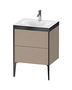 Duravit XViu vanity unit XV4709OB275P 60x48cm, 2 2000 outs, match2 tap hole, matt black, Rahmen P, linen