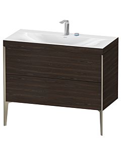 Duravit XViu vanity unit XV4711EB169C 100x48cm, 2 pull-outs, 2 tap holes, matt champagne, Rahmen C, brushed walnut