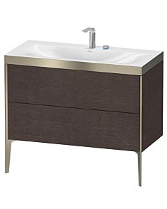 Duravit XViu Waschtisch-Unterschrank XV4711EB172P 100x48cm, 2 Auszüge, 2 Hahnlöcher, champagner matt, Rahmen P, eiche dunkel gebürstet