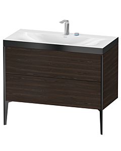 Duravit XViu vanity unit XV4711EB269P 100x48cm, 2 pull-outs, 2 tap holes, matt black, Rahmen P, brushed walnut