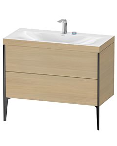 Duravit Meuble sous-vasque XViu XV4711EB271C 100x48cm, 2 coulissants, 2 trous pour robinetterie, noir mat, Rahmen C, chêne méditerranéen