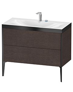 Duravit XViu Waschtisch-Unterschrank XV4711EB272P 100x48cm, 2 Auszüge, 2 Hahnlöcher, schwarz matt, Rahmen P, eiche dunkel gebürstet