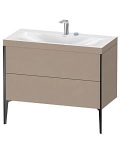 Duravit Meuble sous-vasque XViu XV4711EB275C 100x48cm, 2 coulissants, 2 trous pour robinetterie, noir mat, Rahmen C, lin