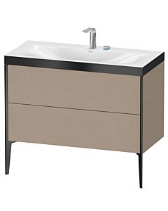 Duravit XViu vanity unit XV4711EB275P 100x48cm, 2 pull-outs, 2 tap holes, matt black, Rahmen P, linen