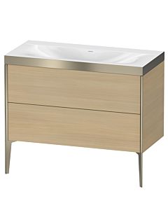 Duravit XViu vanity unit XV4711NB171P 100x48cm, 2 pull-outs, without tap hole, matt champagne, Rahmen P, Mediterranean oak