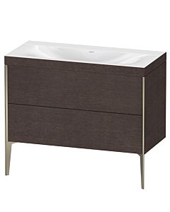 Duravit XViu Waschtisch-Unterschrank XV4711NB172C 100x48cm, 2 Auszüge, ohne Hahnloch, champagner matt, Rahmen C, eiche dunkel gebürstet