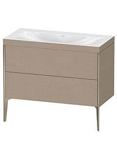 Duravit Meuble sous-vasque XViu XV4711NB175C 100x48cm, 2 coulissants, sans trou pour robinet, champagne mat, Rahmen C, lin