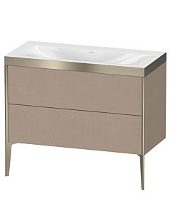 Duravit XViu vanity unit XV4711NB175P 100x48cm, 2 pull-outs, without tap hole, matt champagne, Rahmen P, linen