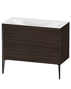 Duravit XViu vanity unit XV4711NB269C 100x48cm, 2 pull-outs, without tap hole, matt black, Rahmen C, brushed walnut