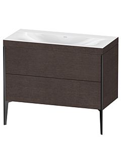 Duravit XViu vanity unit XV4711NB272C 100x48cm, 2 pull-outs, without tap hole, matt black, Rahmen C, brushed dark oak