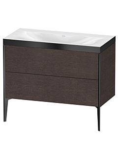 Duravit XViu Waschtisch-Unterschrank XV4711NB272P 100x48cm, 2 Auszüge, ohne Hahnloch, schwarz matt, Rahmen P, eiche dunkel gebürstet