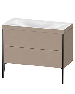 Duravit XViu vanity unit XV4711NB275C 100x48cm, 2 pull-outs, without tap hole, matt black, Rahmen C, linen