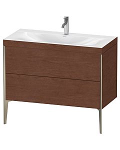 Duravit meuble XViu XV4711OB113C 100x48cm, 2 2000 - out, Match2 trou de coulée, champagne mat, Rahmen C, Noyer d&#39; Amérique
