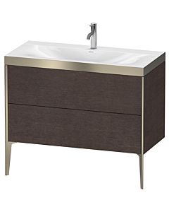 Duravit meuble XViu XV4711OB172P 100x48cm, 2 2000 - out, Match2 trou de coulée, champagne mat, Rahmen P, brossé chêne foncé