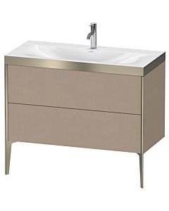 Duravit XViu meuble XV4711OB175P 100x48cm, 2 2000 - out, Match2 trou de coulée, champagne mat, Rahmen P, lin