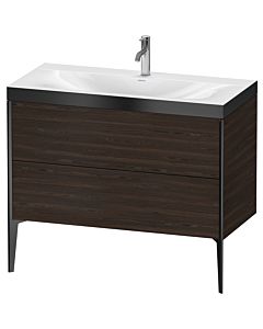 Duravit meuble XViu XV4711OB269P 100x48cm, 2 2000 - out, Match2 trou de coulée, noir mat, Rahmen P, noyer satiné
