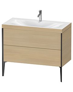 Duravit XViu vanity unit XV4711OB271C 100x48cm, 2 2000 outs, match2 tap hole, matt black, Rahmen C, Mediterranean oak