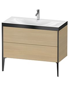 Duravit XViu Waschtisch-Unterschrank XV4711OB271P 100x48cm, 2 Auszüge, 1 Hahnloch, schwarz matt, Rahmen P, mediterrane eiche