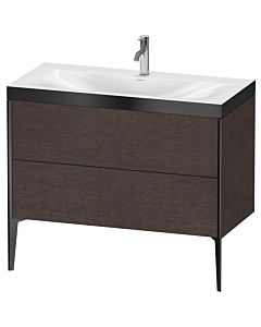 Duravit XViu vanity unit XV4711OB272P 100x48cm, 2 2000 outs, match2 tap hole, matt black, Rahmen P, brushed dark oak