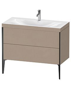 Duravit XViu vanity unit XV4711OB275C 100x48cm, 2 2000 outs, match2 tap hole, matt black, Rahmen C, linen