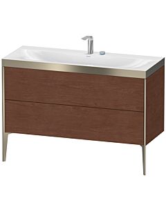 Duravit XViu vanity unit XV4712EB113P 120x48cm, 2 drawers, 2 tap holes, matt champagne, Rahmen P, American walnut