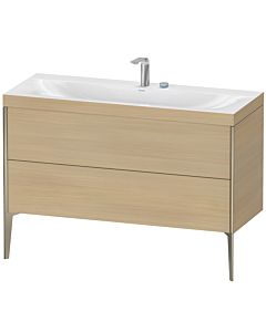 Duravit Meuble sous-vasque XViu XV4712EB171C 120x48cm, 2 tiroirs, 2 trous pour robinetterie, champagne mat, Rahmen C, Chêne méditerranéen