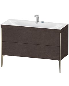 Duravit XViu Waschtisch-Unterschrank XV4712EB172C 120x48cm, 2 Schubkästen, 2 Hahnlöcher, champagner matt, Rahmen C, eiche dunkel gebürstet