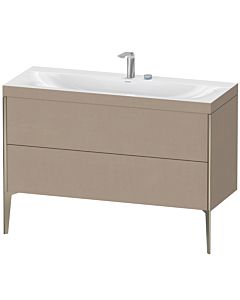 Duravit Meuble sous-vasque XViu XV4712EB175C 120x48cm, 2 tiroirs, 2 trous pour robinetterie, champagne mat, Rahmen C, lin