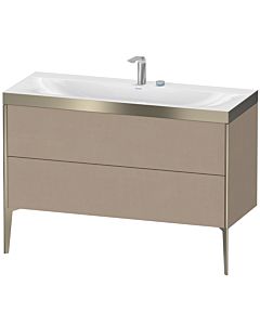 Duravit Meuble sous-vasque XViu XV4712EB175P 120x48cm, 2 tiroirs, 2 trous pour robinetterie, champagne mat, Rahmen P, lin