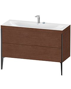 Duravit XViu vanity unit XV4712EB213C 120x48cm, 2 drawers, 2 tap holes, matt black, Rahmen C, American walnut
