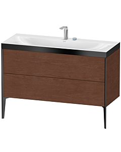 Duravit Meuble sous-vasque XViu XV4712EB213P 120x48cm, 2 tiroirs, 2 trous pour robinetterie, noir mat, Rahmen P, noyer américain