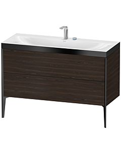 Duravit Meuble sous-vasque XViu XV4712EB269P 120x48cm, 2 tiroirs, 2 trous pour robinetterie, noir mat, Rahmen P, noyer brossé