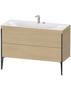 Duravit Meuble sous-vasque XViu XV4712EB271C 120x48cm, 2 tiroirs, 2 trous pour robinetterie, noir mat, Rahmen C, Chêne méditerranéen
