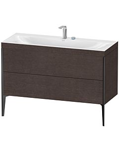 Duravit XViu vanity unit XV4712EB272C 120x48cm, 2 drawers, 2 tap holes, matt black, Rahmen C, brushed dark oak