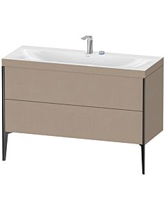 Duravit XViu vanity unit XV4712EB275C 120x48cm, 2 drawers, 2 tap holes, matt black, Rahmen C, linen