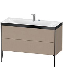 Duravit Meuble sous-vasque XViu XV4712EB275P 120x48cm, 2 tiroirs, 2 trous pour robinetterie, noir mat, Rahmen P, lin