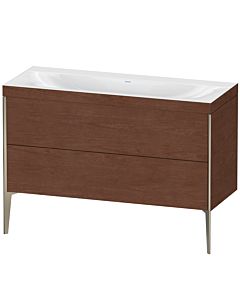 Duravit XViu vanity unit XV4712NB113C 120x48cm, 2 drawers, without tap hole, matt champagne, Rahmen C, American walnut